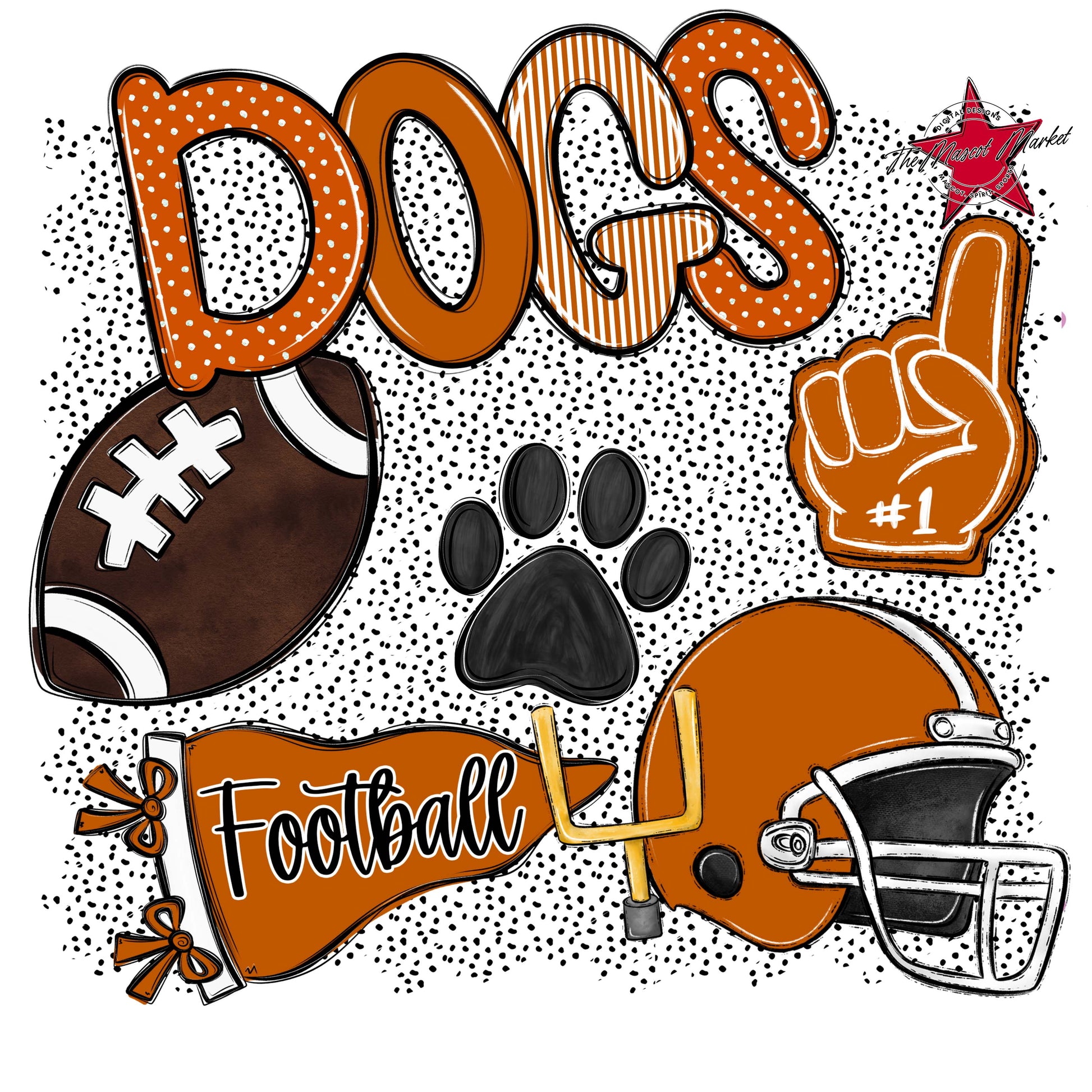Dogs Football Spirit-Burnt Orange