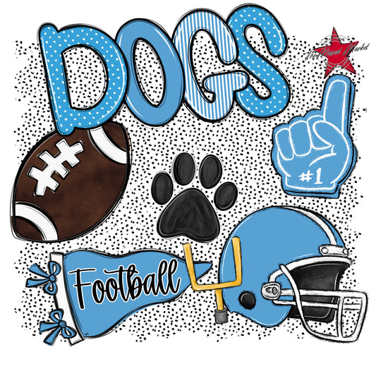 Dogs Football Spirit-Carolina Blue