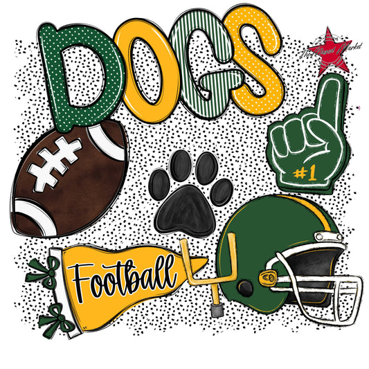 Dogs Football Spirit-Green & Yellow