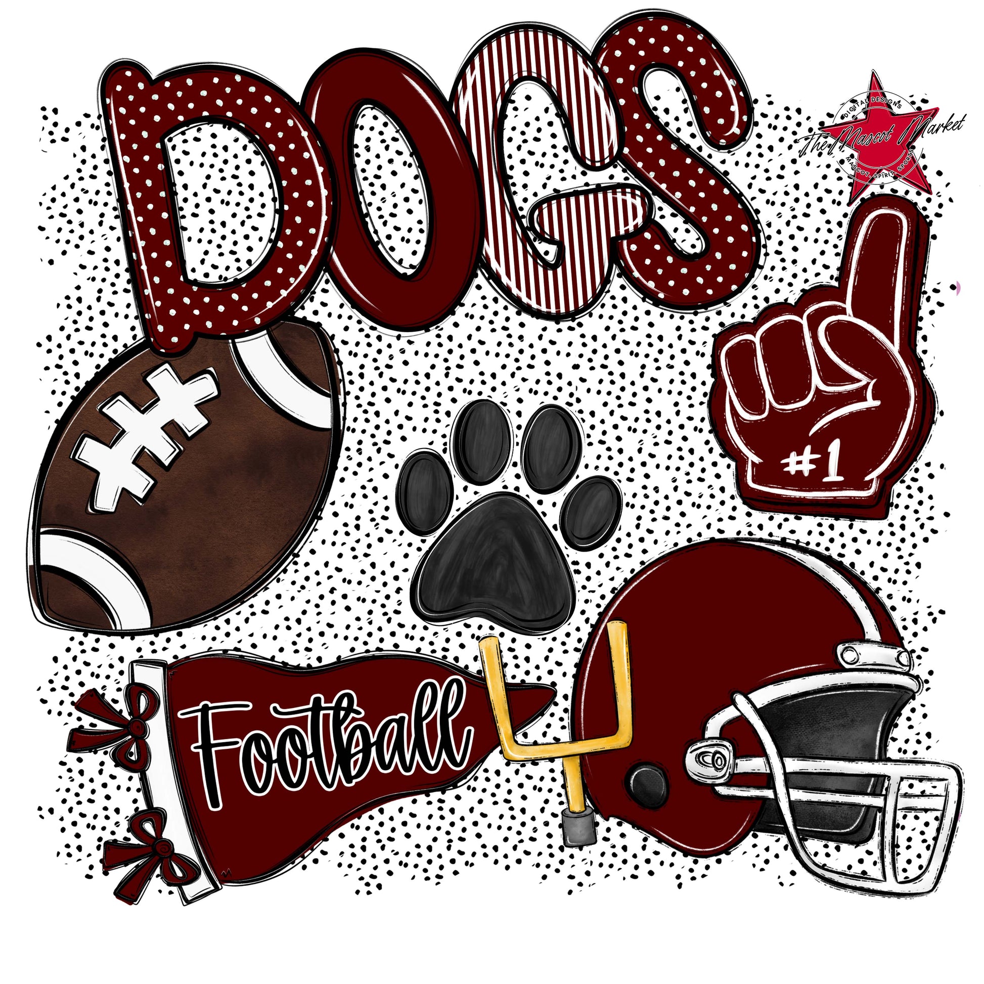 Dogs Football Spirit-Maroon
