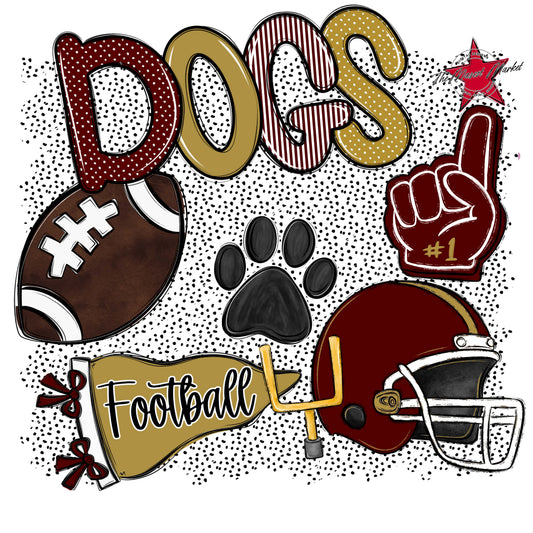 Dogs Football Spirit-Maroon & Gold