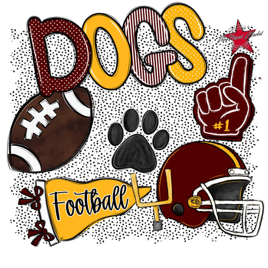 Dogs Football Spirit-Maroon & Yellow