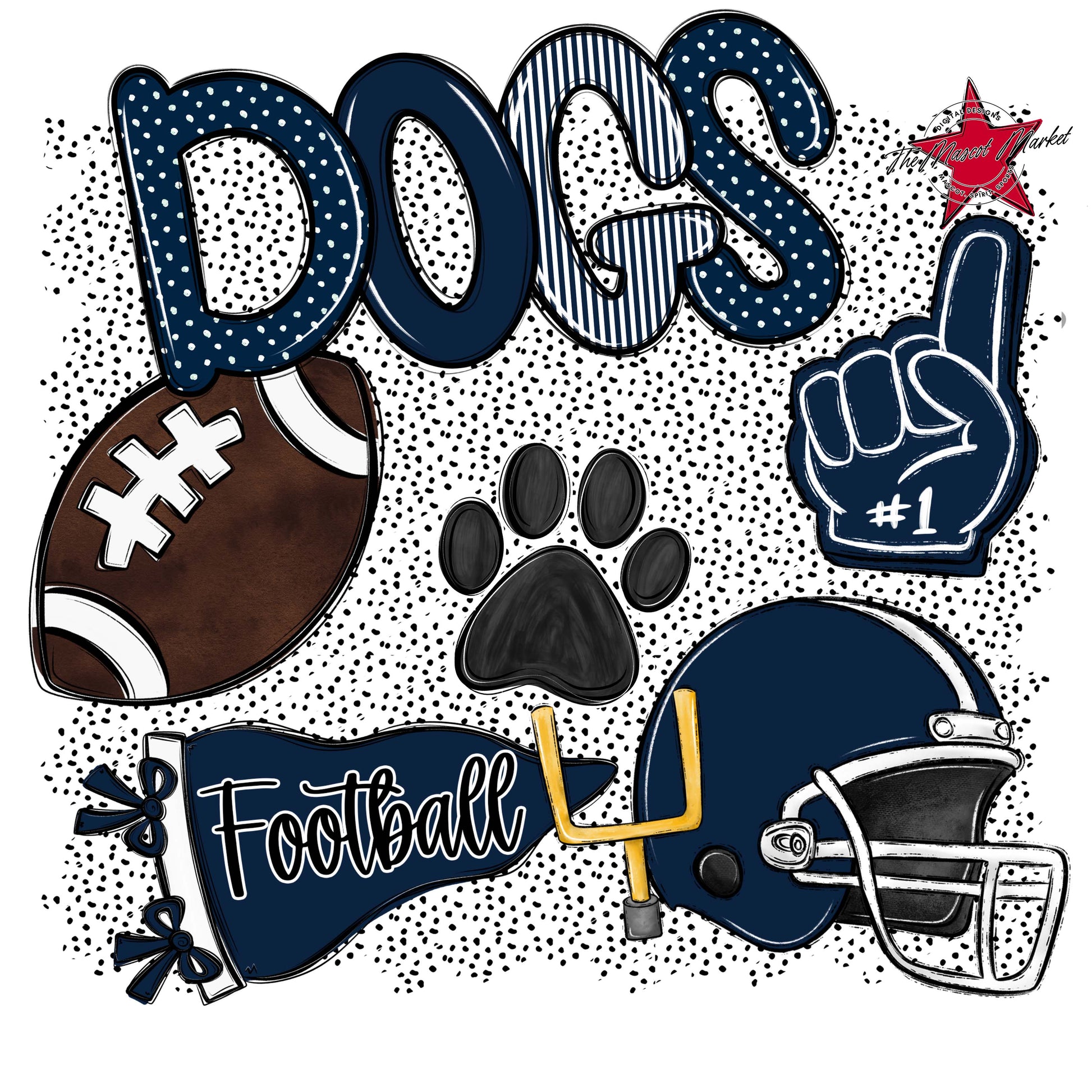 Dogs Football Spirit-Navy