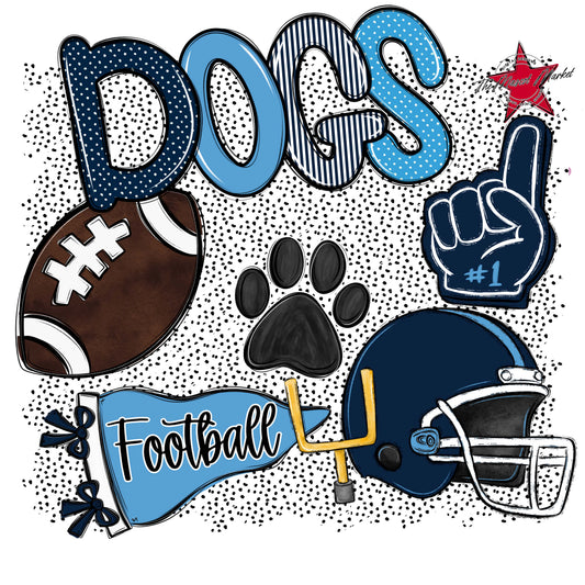 Dogs Football Spirit-Navy & Carolina Blue