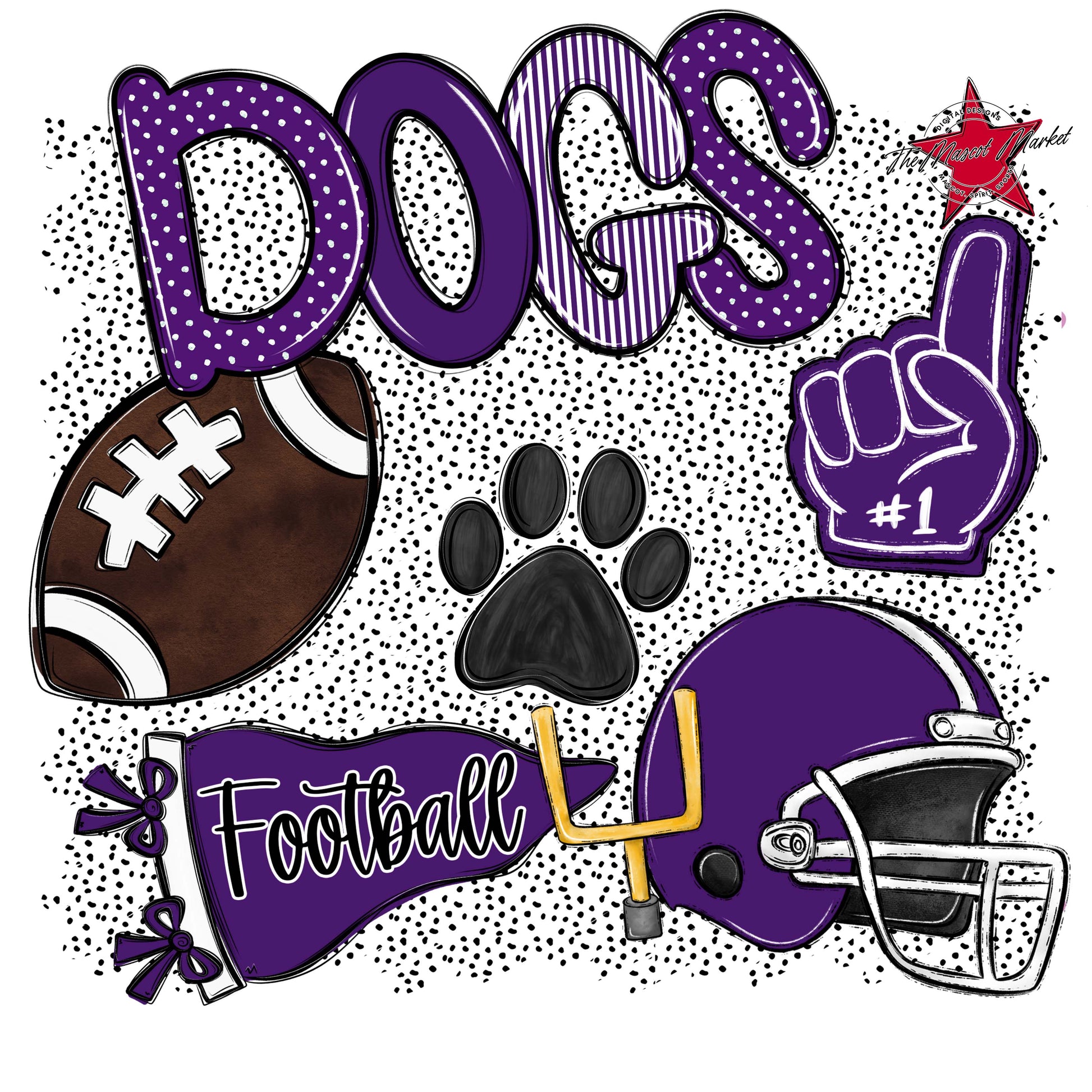 Dogs Football Spirit-Purple