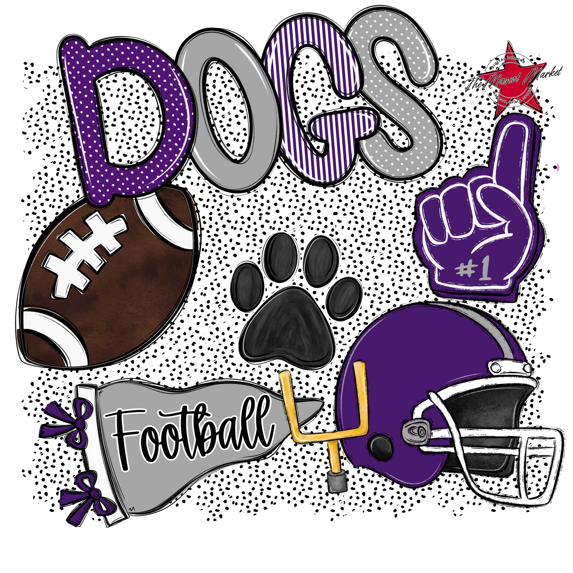 Dogs Football Spirit-Purple & Grey