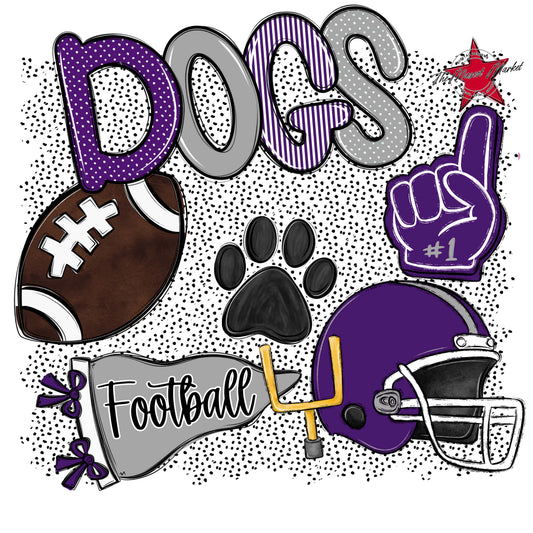 Dogs Football Spirit-Purple & Grey