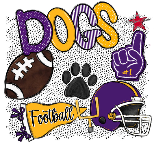 Dogs Football Spirit-Purple & Yellow