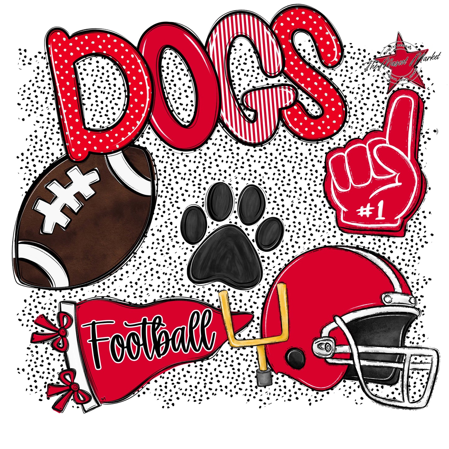 Dogs Football Spirit-Red