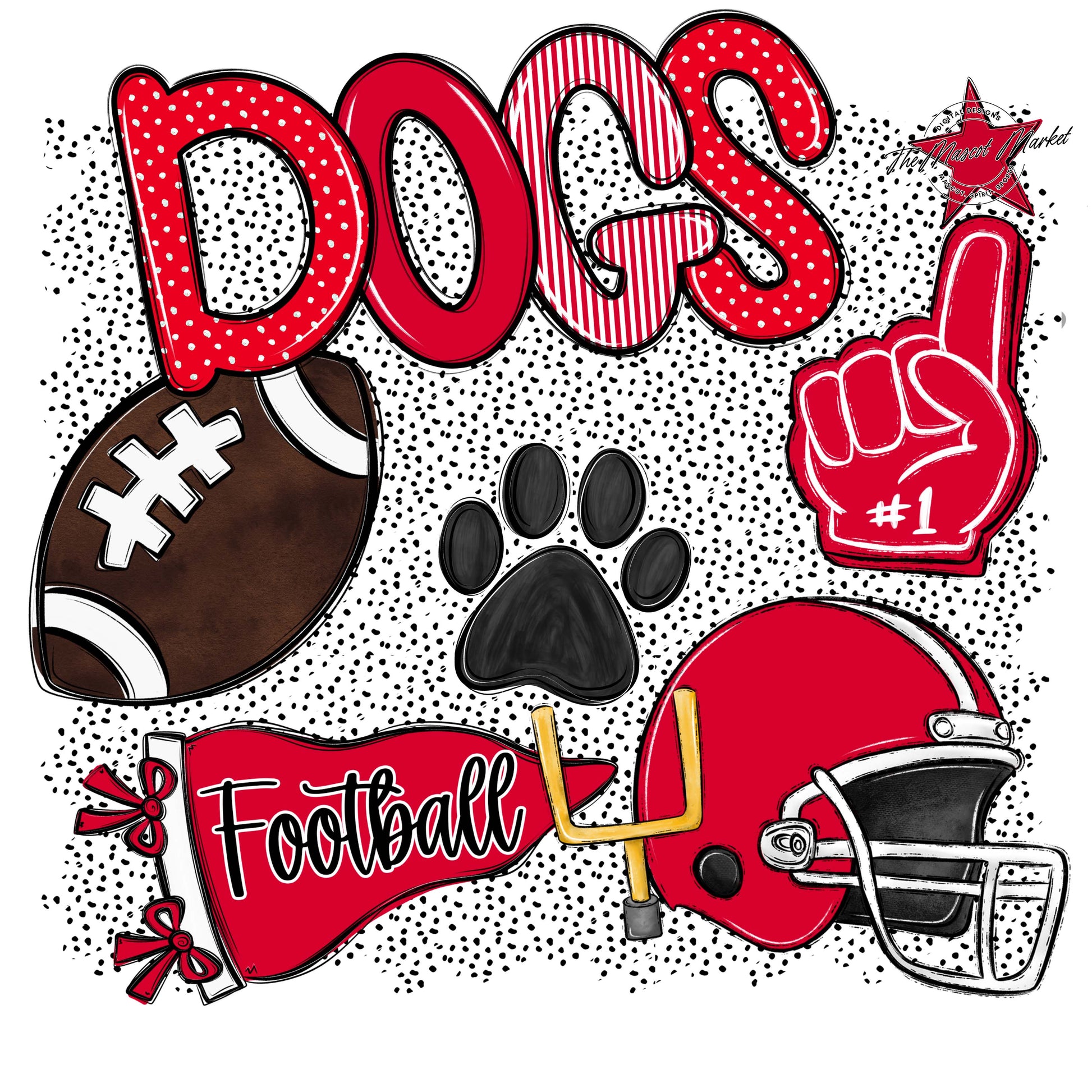 Dogs Football Spirit-Red