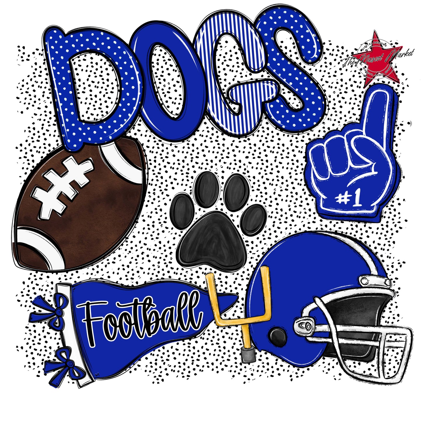 Dogs Football Spirit-Royal Blue