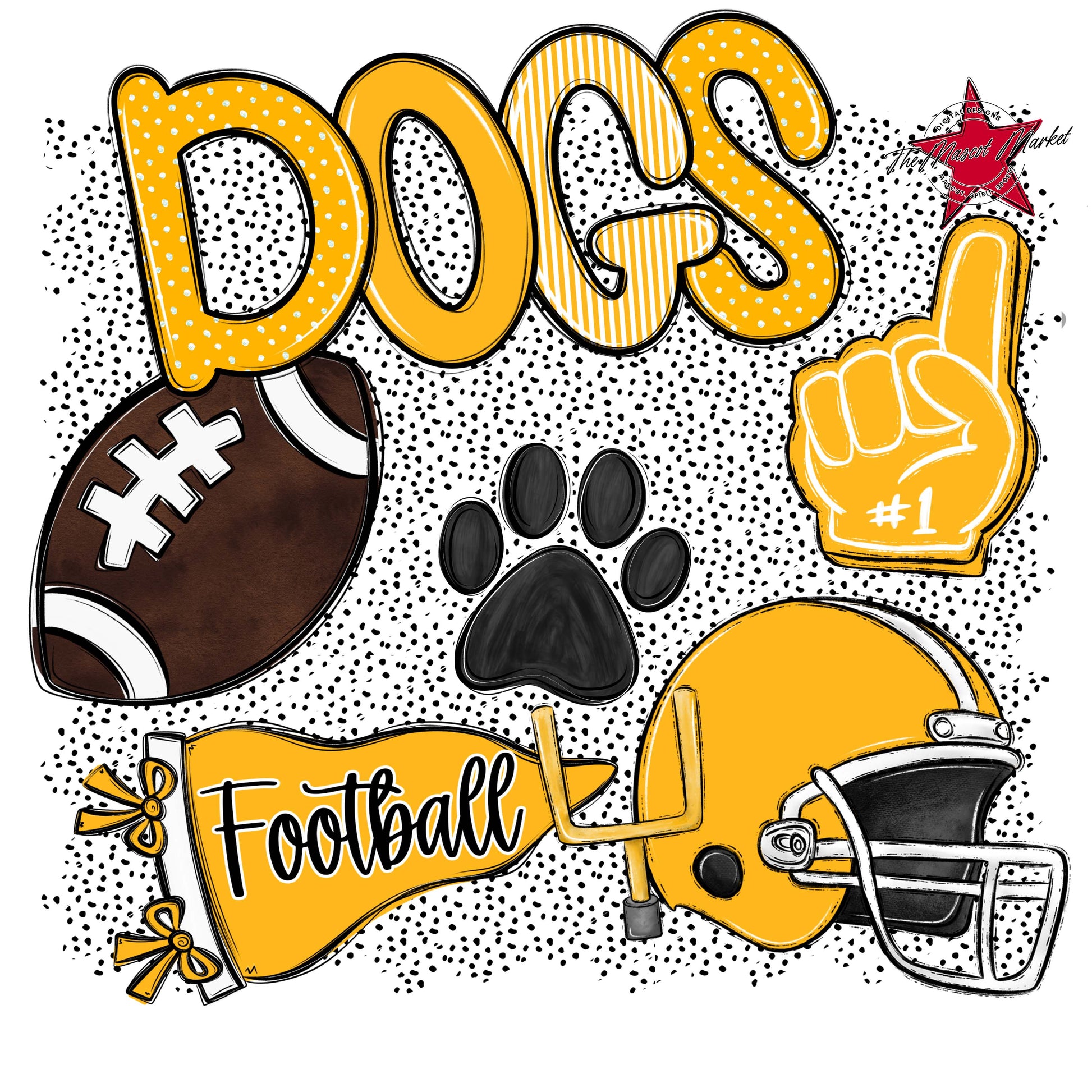 Dogs Football Spirit-Yellow