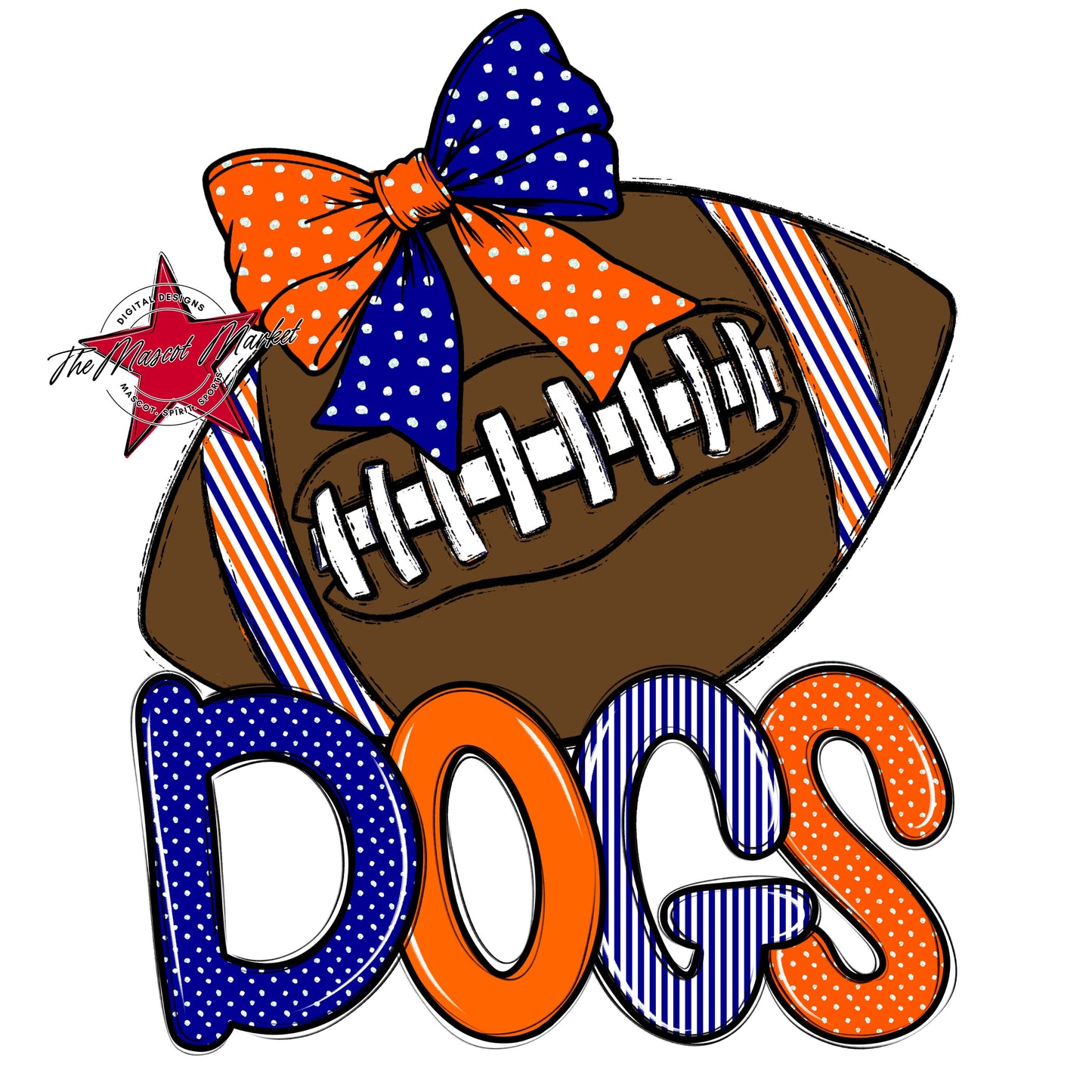 Dogs Football Spirit Design-Blue & Orange