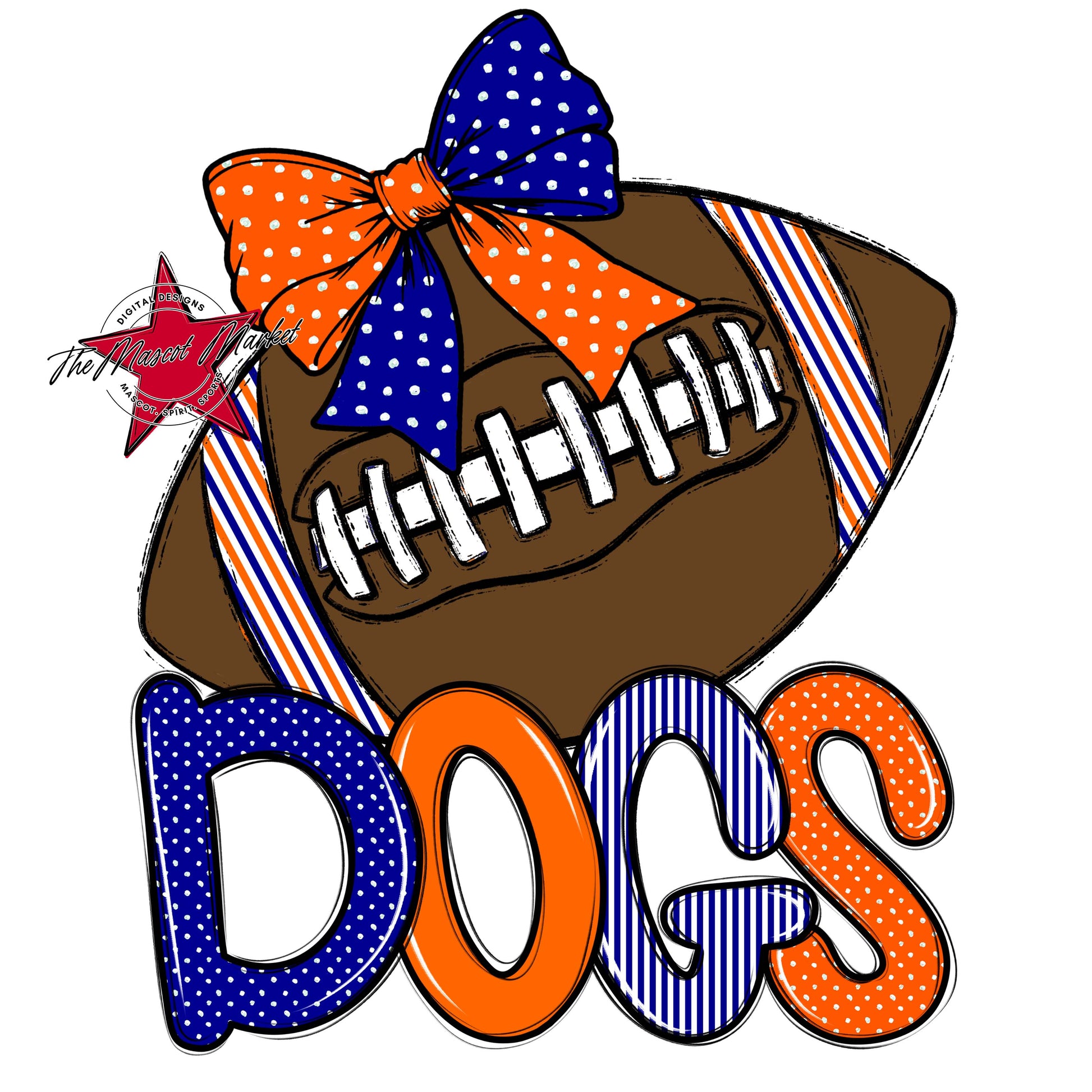 Dogs Football Spirit Design-Blue & Orange