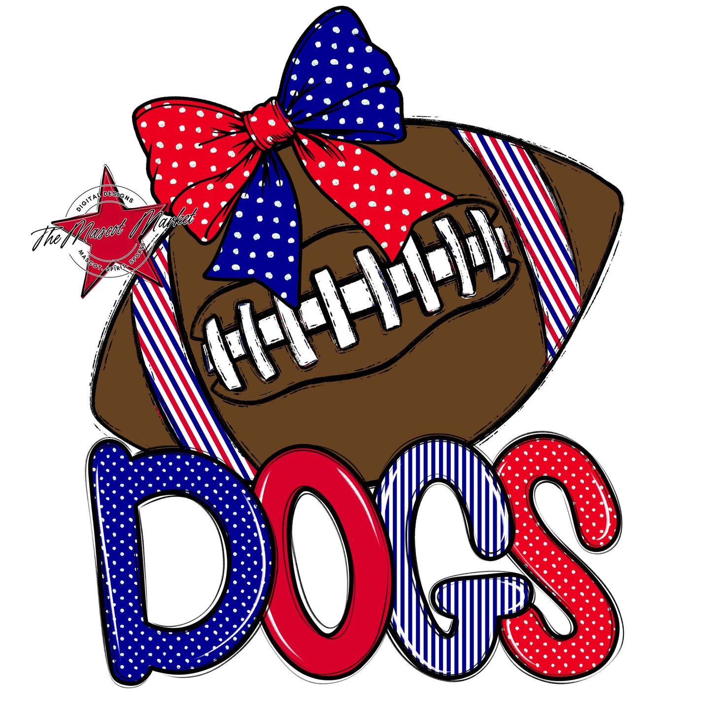 Dogs Football Spirit Design-Blue & Red