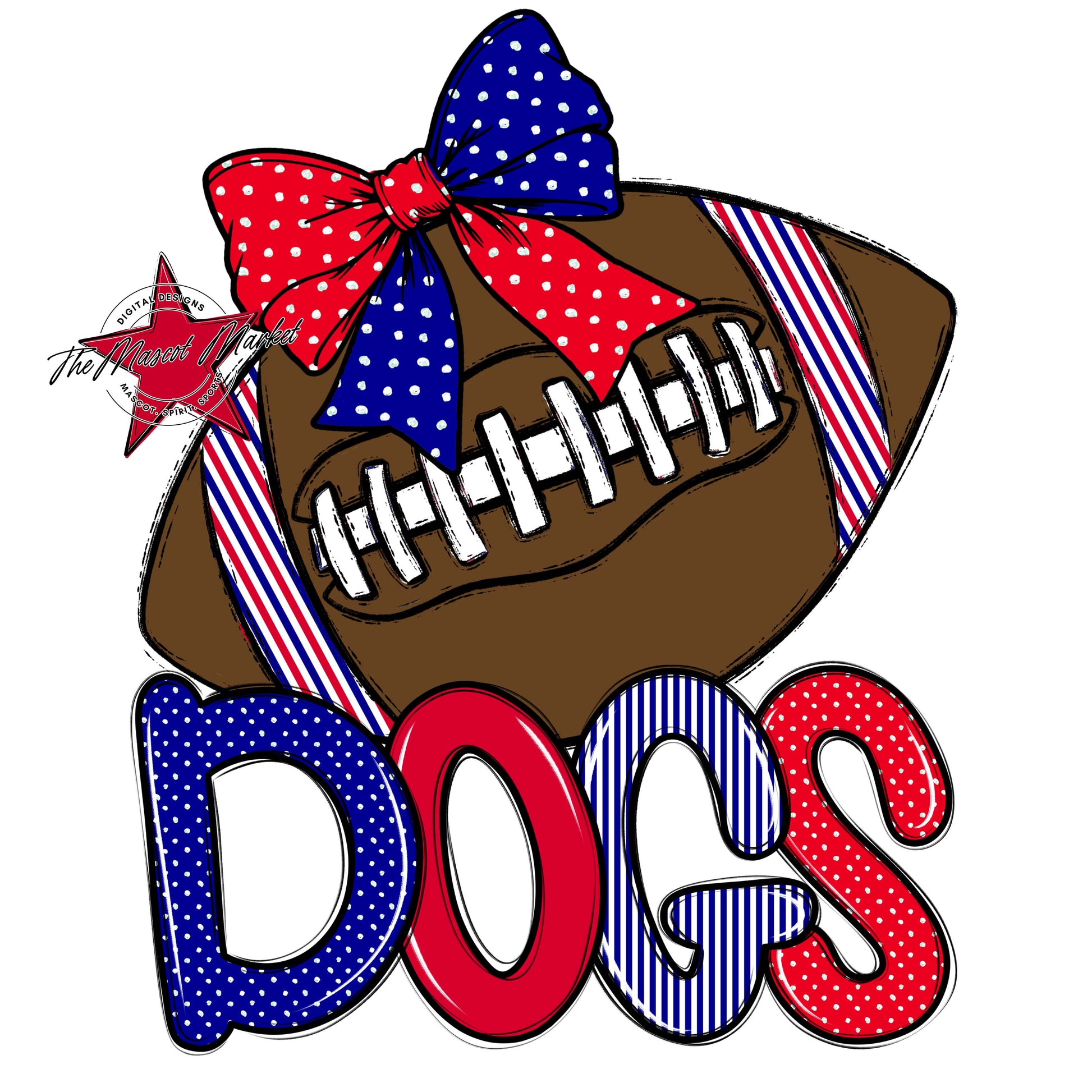 Dogs Football Spirit Design-Blue & Red