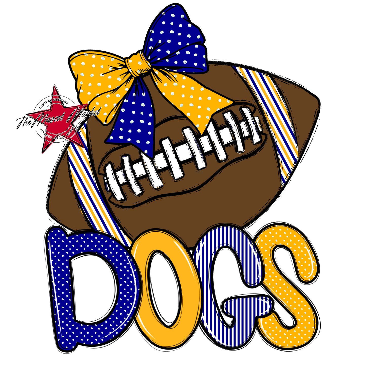 Dogs Football Spirit Design-Blue & Yellow