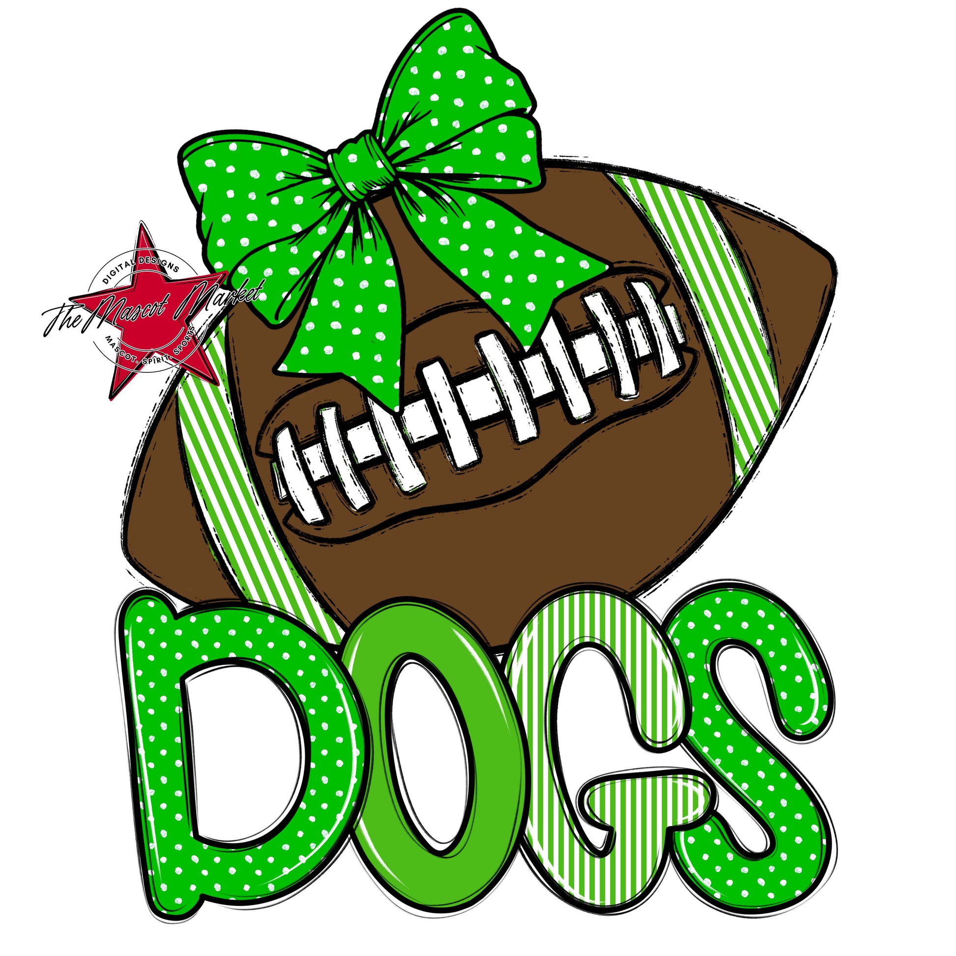Dogs Football Spirit Design-Bright Green