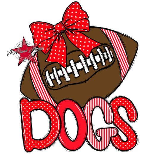 Dogs Football Spirit Design-Bright Red