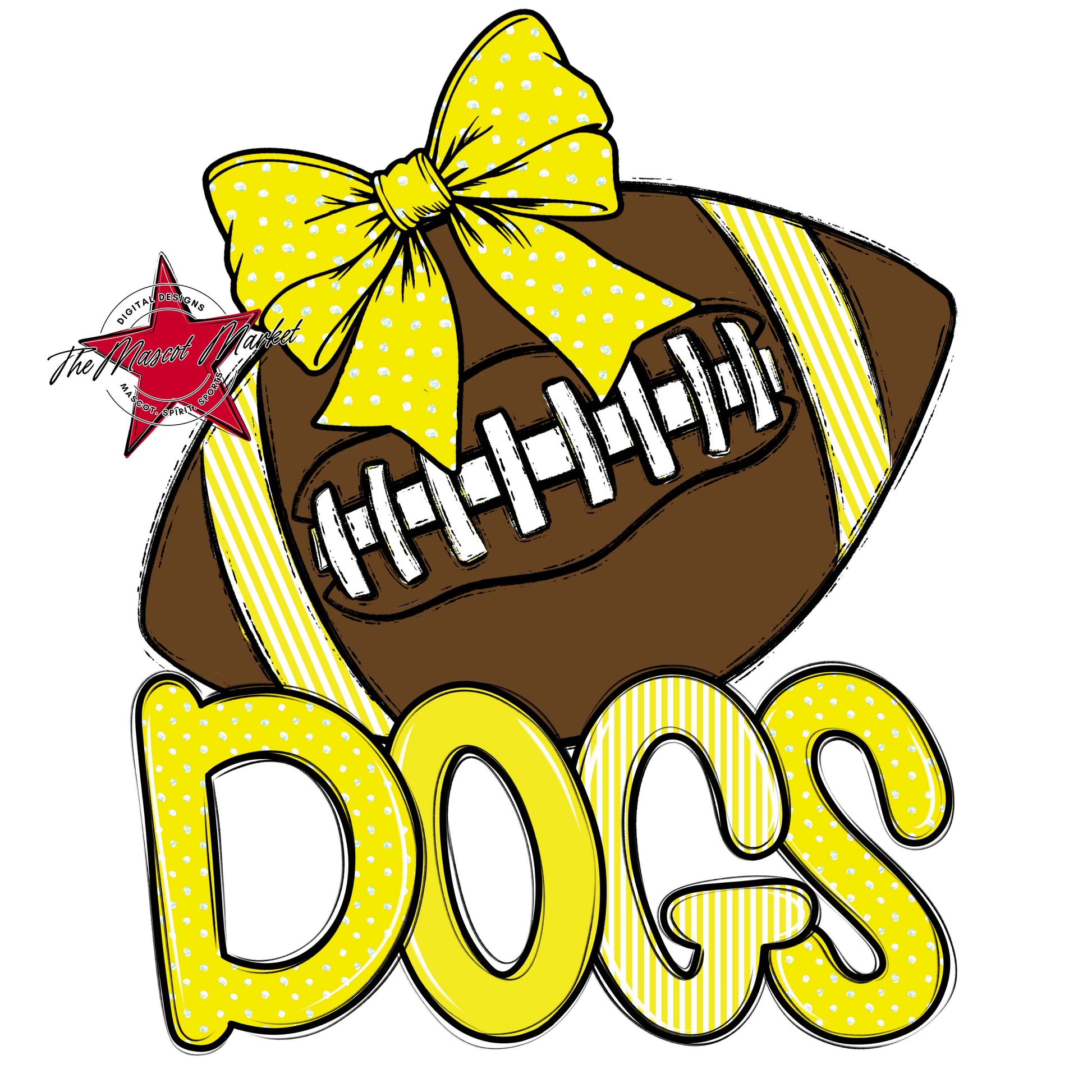 Dogs Football Spirit Design-Bright Yellow