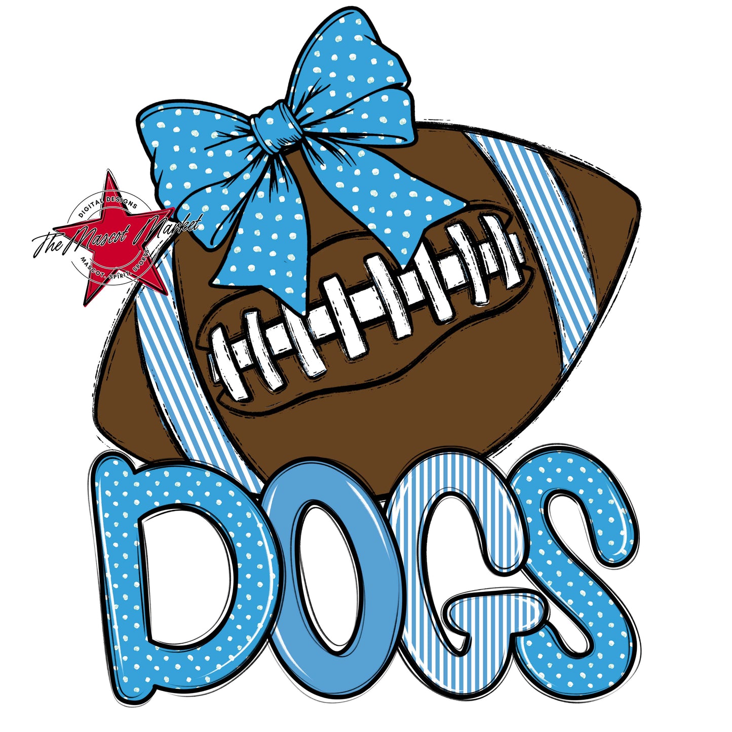 Dogs Football Spirit Design-Carolina Blue