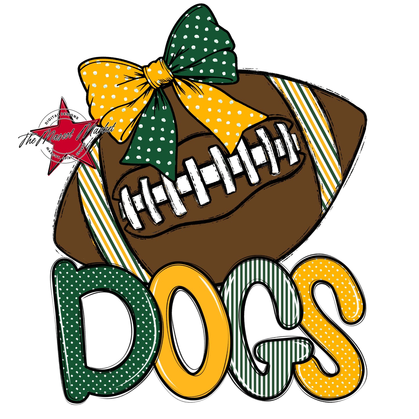 Dogs Football Spirit Design-Green & Yellow