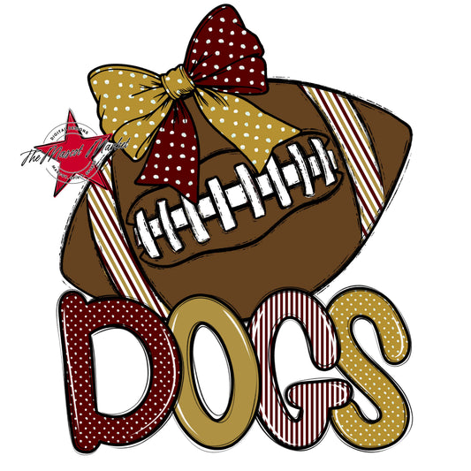 Dogs Football Spirit Design-Maroon & Gold