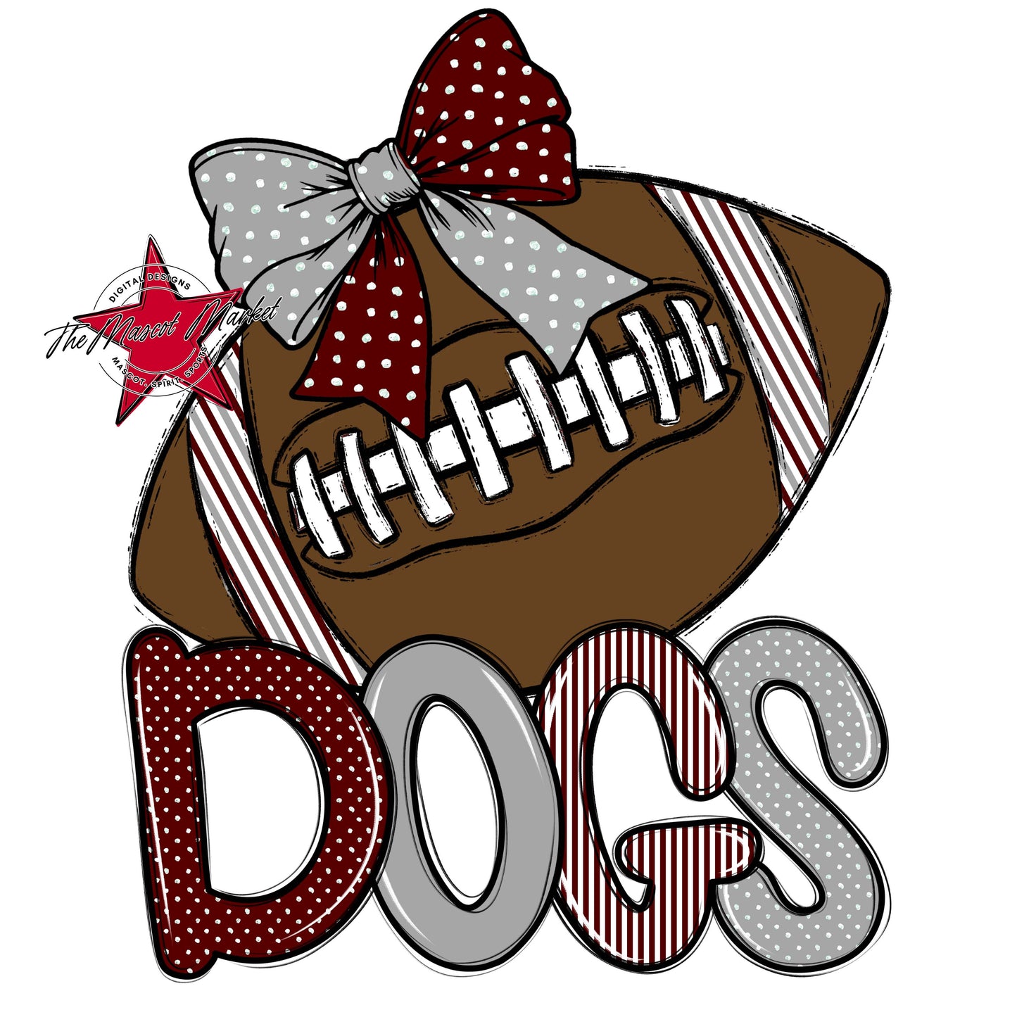 Dogs Football Spirit Design-Maroon & Grey
