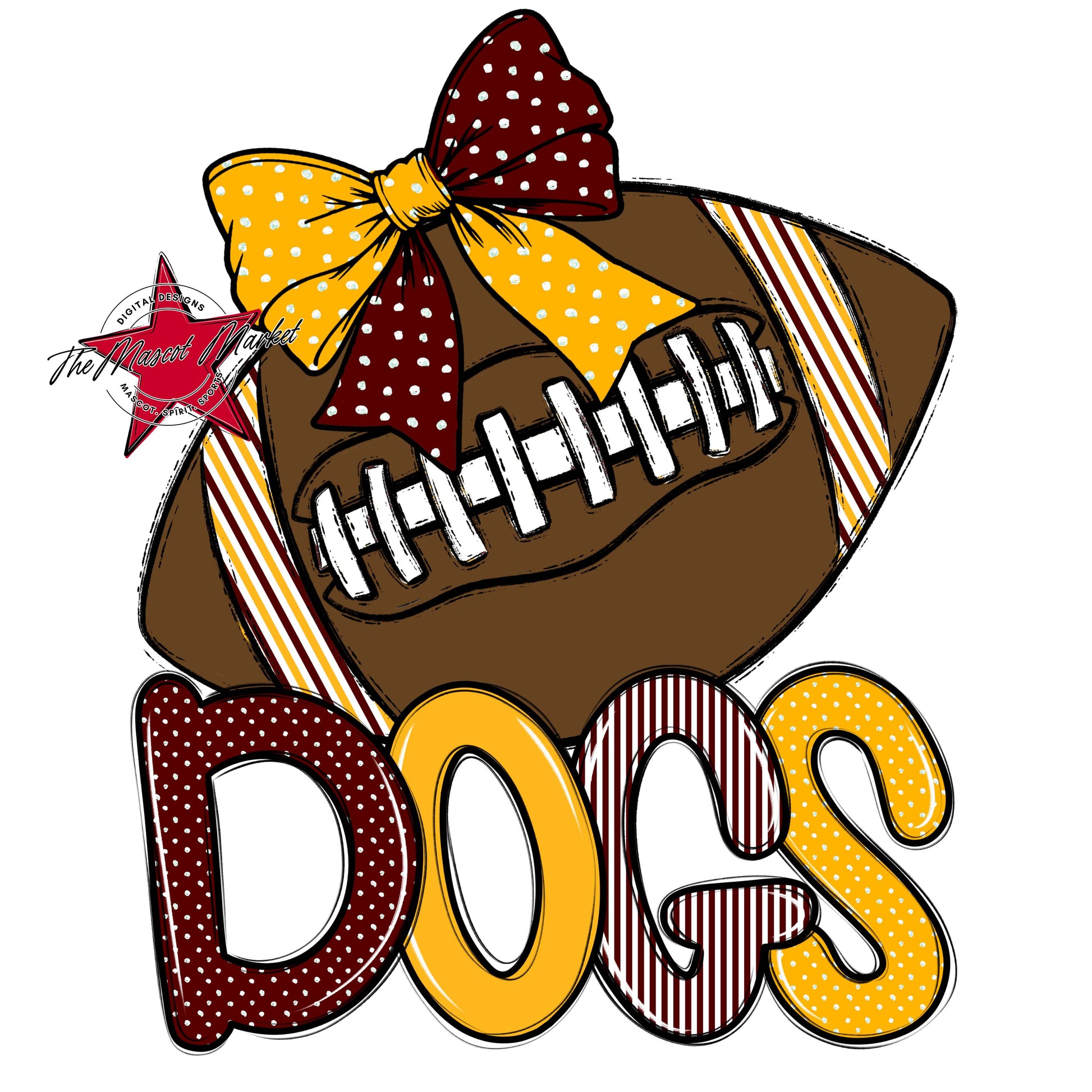Dogs Football Spirit Design-Maroon & Yellow