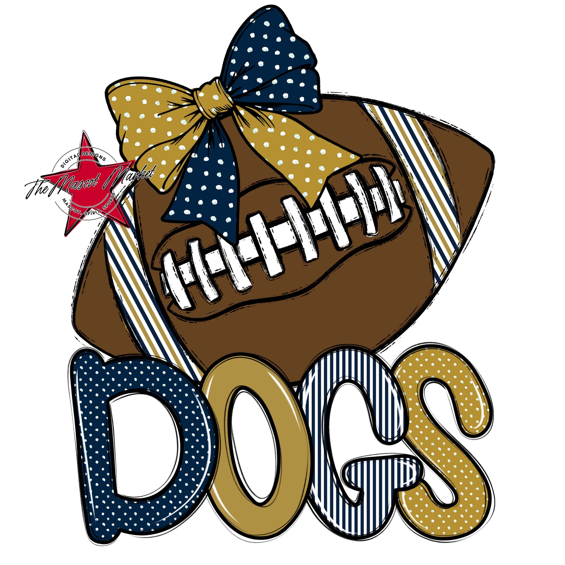 Dogs Football Spirit Design-Navy & Gold