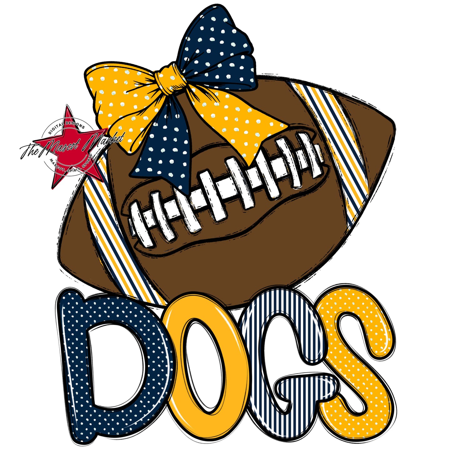 Dogs Football Spirit Design-Navy & Yellow