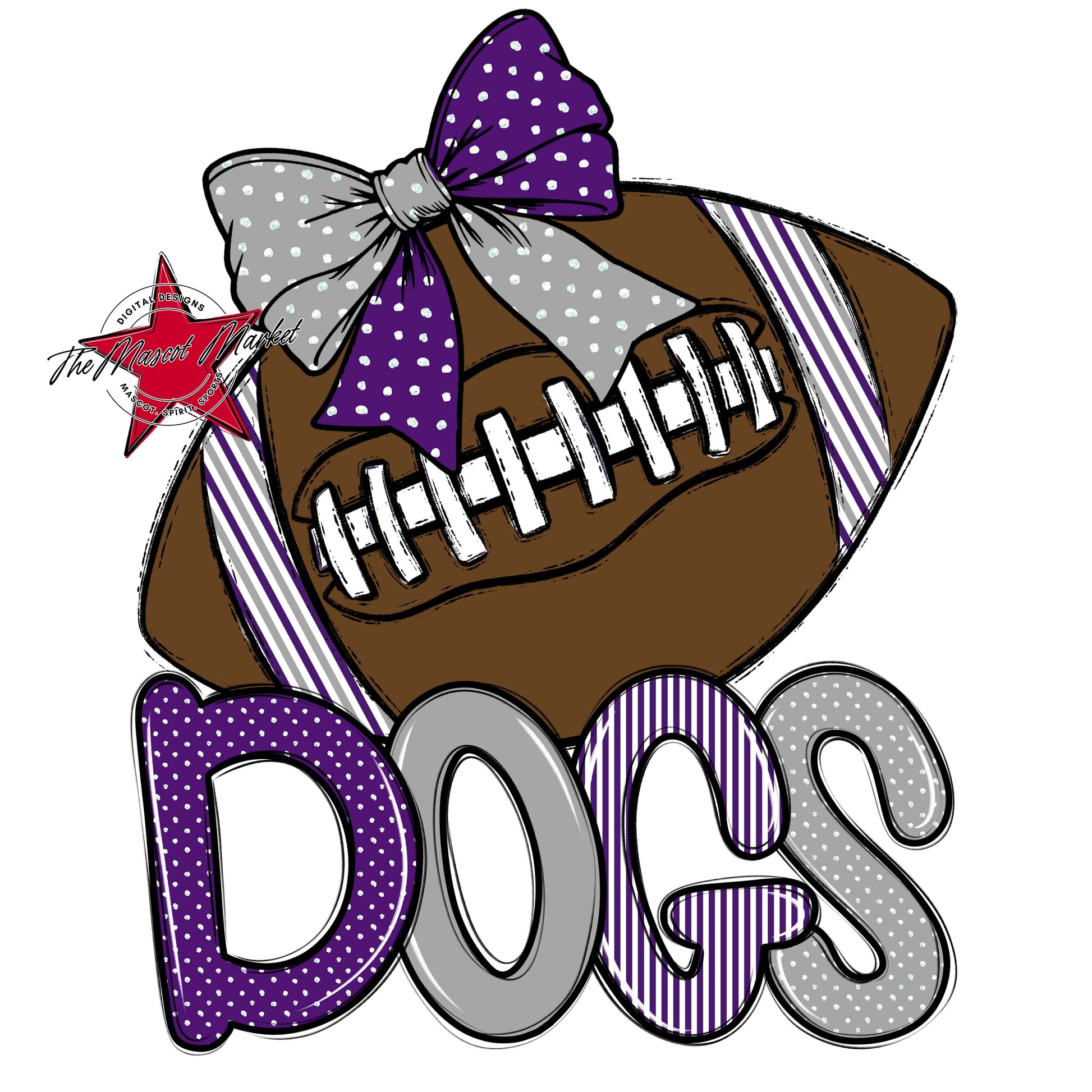 Dogs Football Spirit Design-Purple & Grey