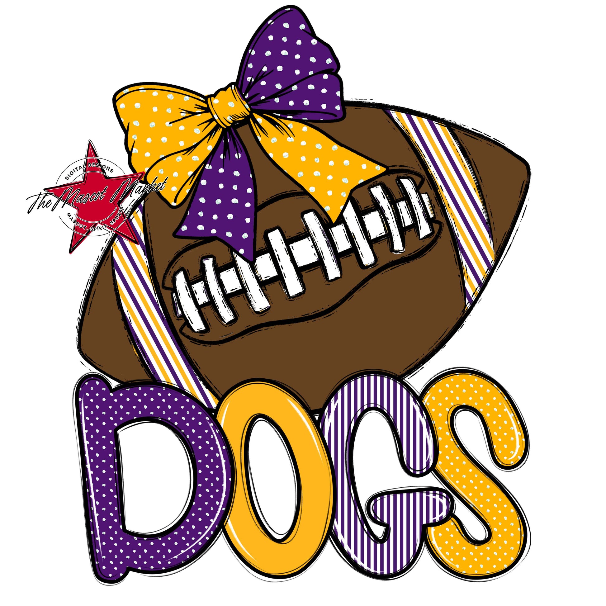 Dogs Football Spirit Design-Purple & Yellow