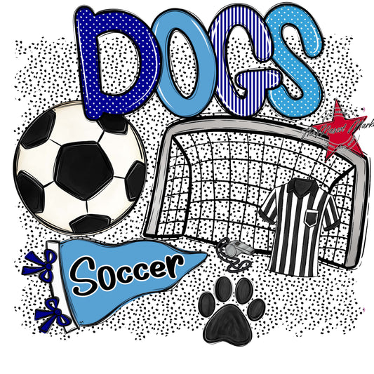 Dogs Soccer Spirit-Blue & Carolina Blue
