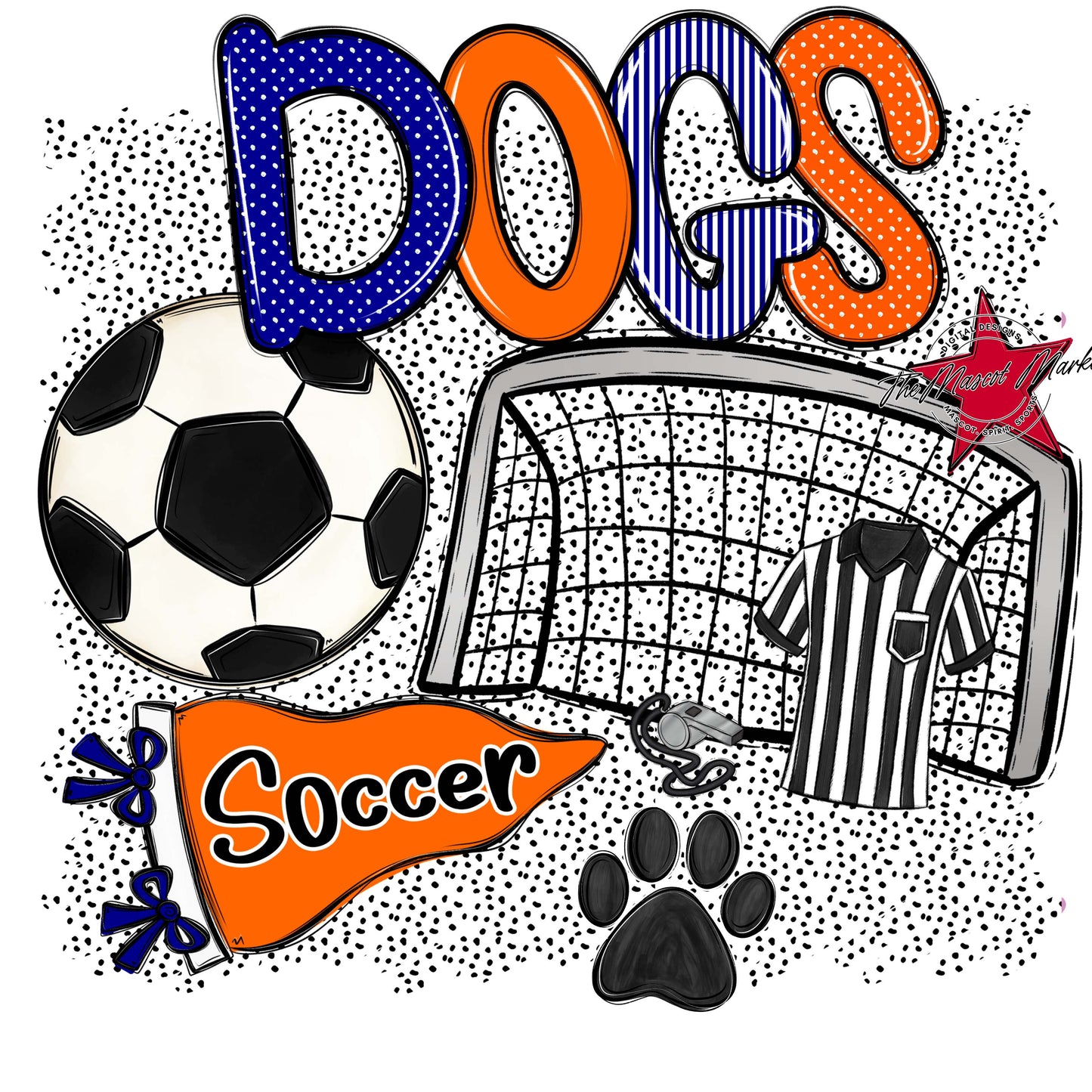 Dogs Soccer Spirit-Blue & Orange