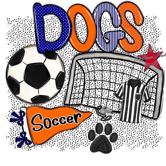 Dogs Soccer Spirit-Blue & Orange