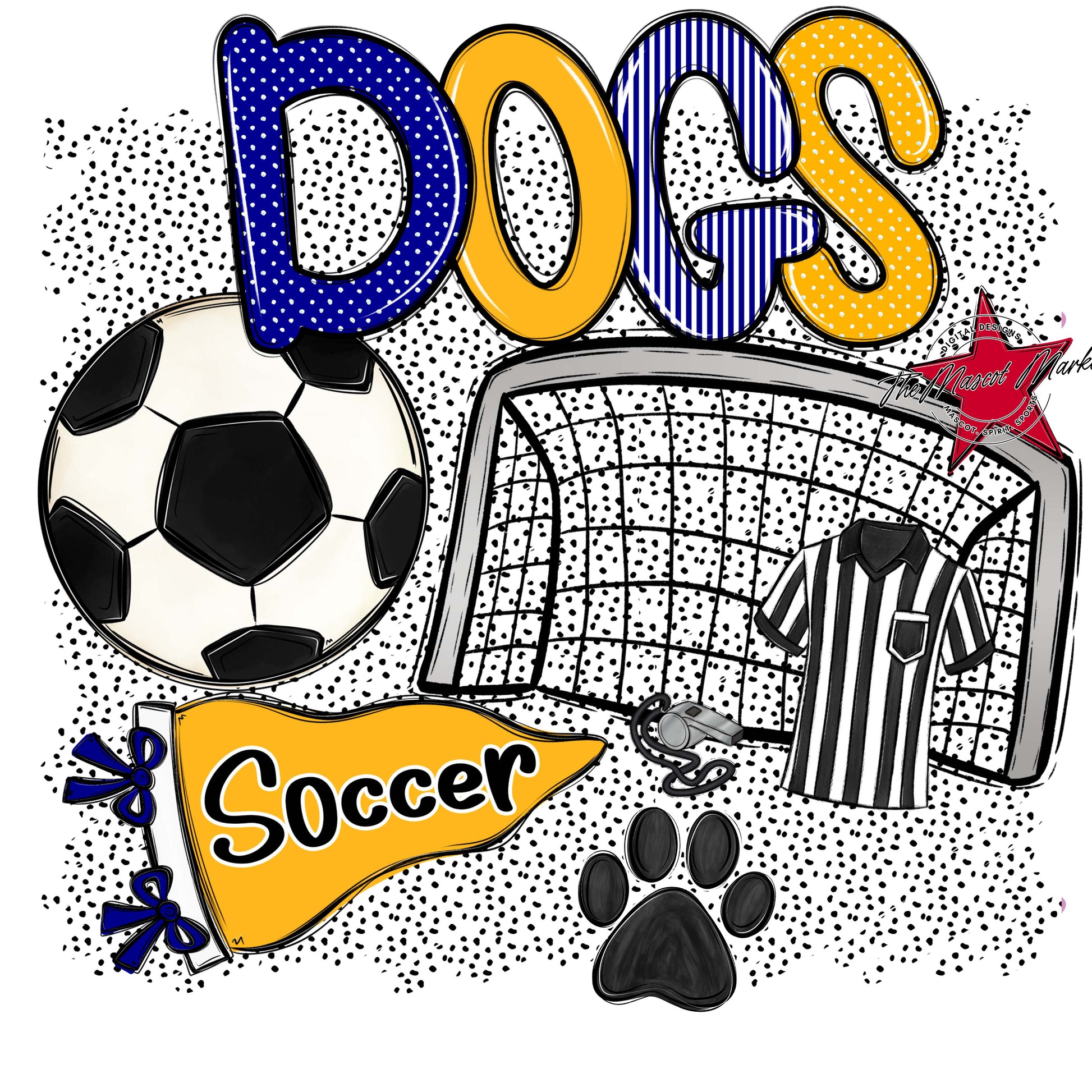 Dogs Soccer Spirit-Blue & Yellow