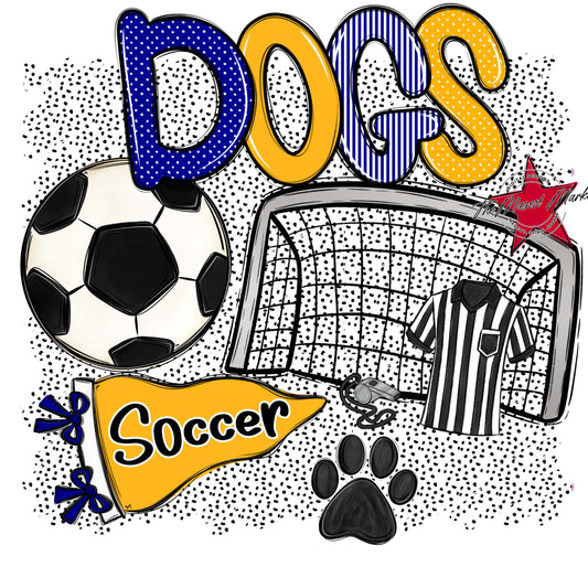 Dogs Soccer Spirit-Blue & Yellow