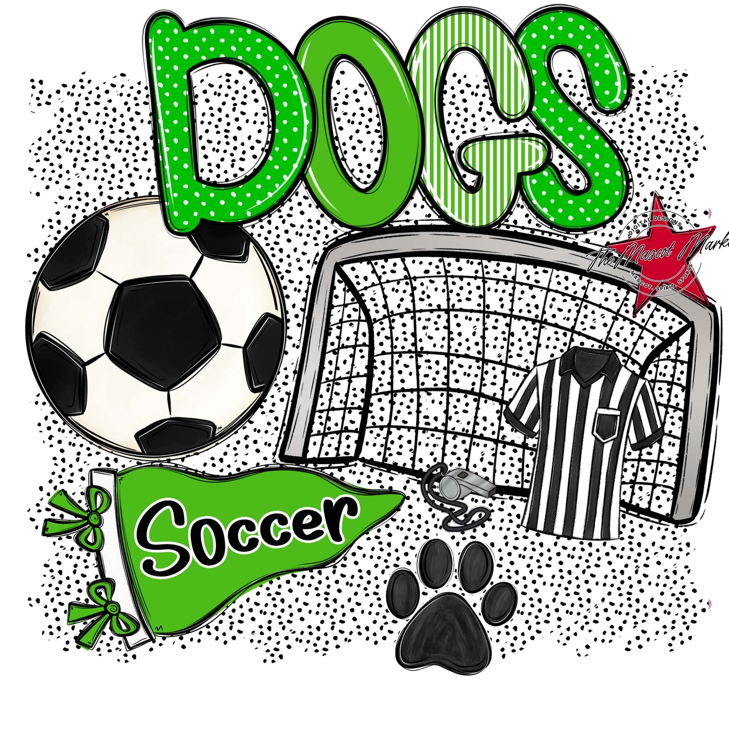 Dogs Soccer Spirit-Bright Green