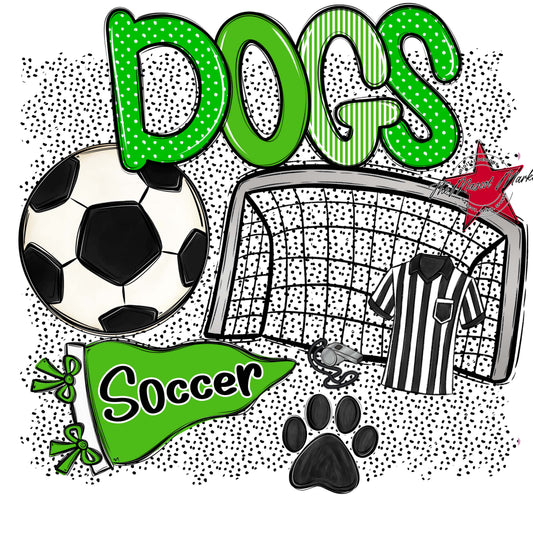 Dogs Soccer Spirit-Bright Green