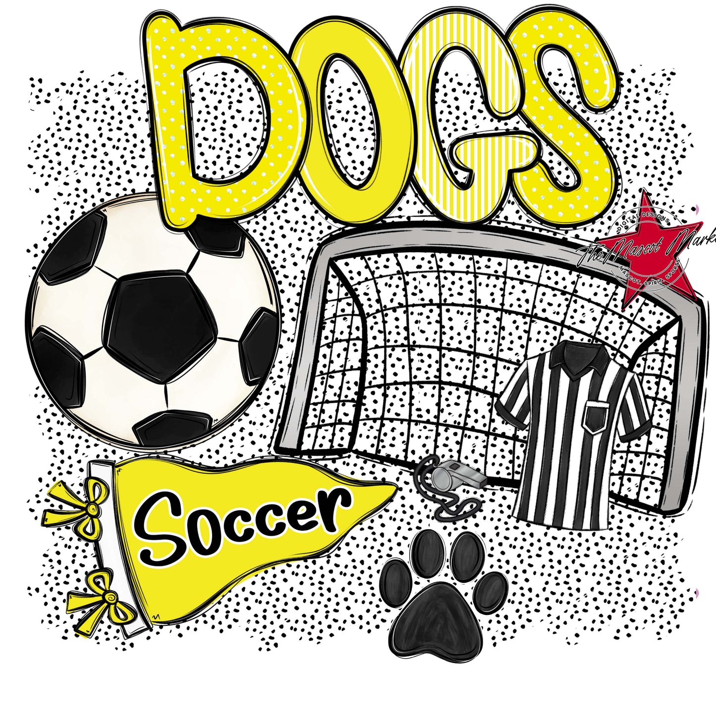 Dogs Soccer Spirit-Bright Yellow