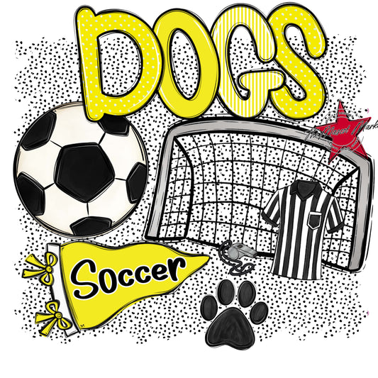 Dogs Soccer Spirit-Bright Yellow