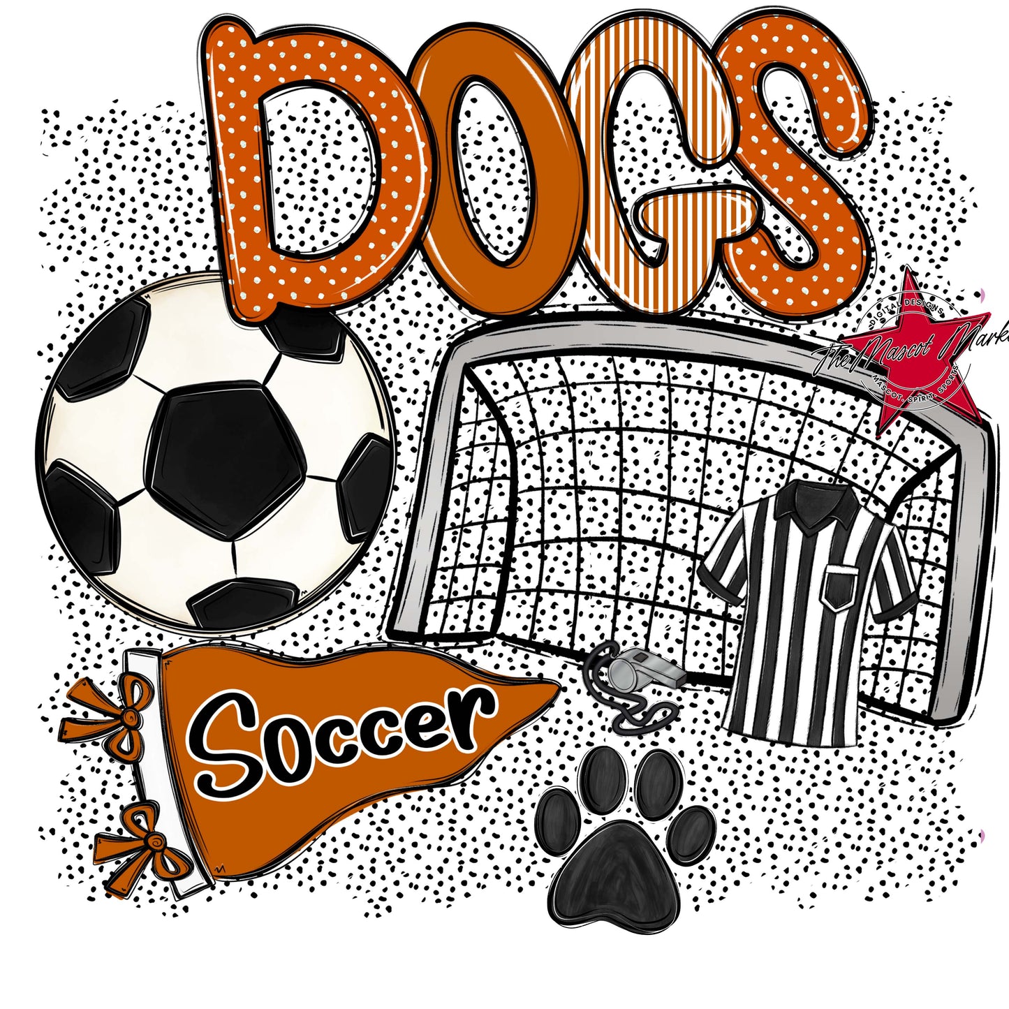 Dogs Soccer Spirit-Burnt Orange