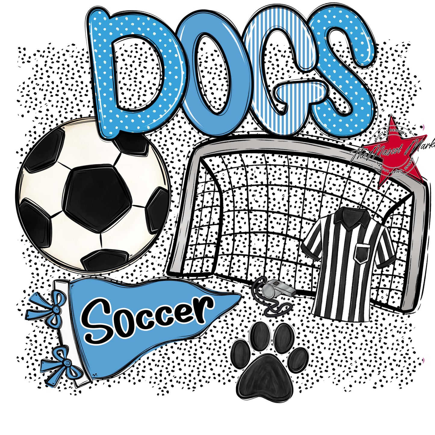 Dogs Soccer Spirit-Carolina Blue