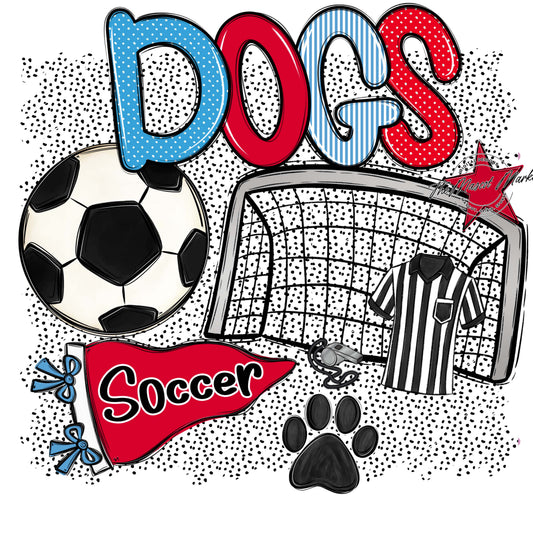 Dogs Soccer Spirit-Carolina Blue & Red