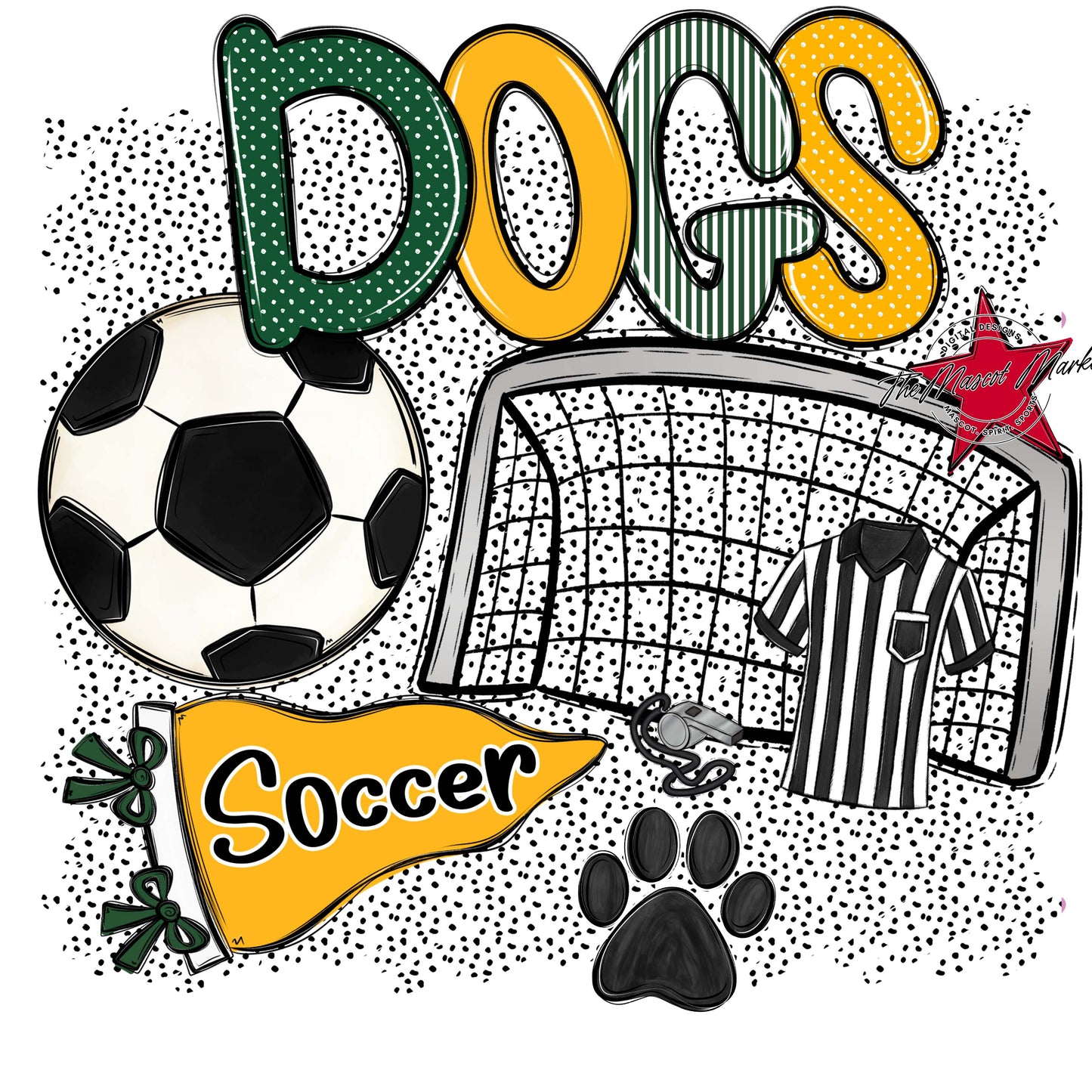 Dogs Soccer Spirit-Green & Yellow