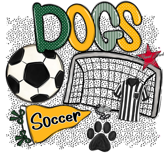 Dogs Soccer Spirit-Green & Yellow