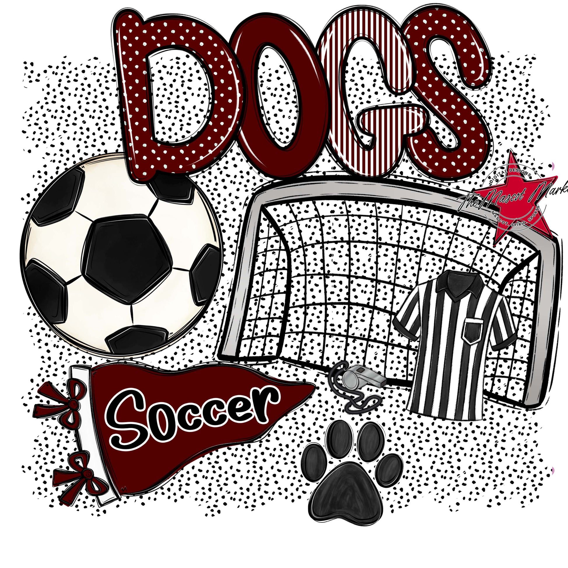 Dogs Soccer Spirit-Maroon