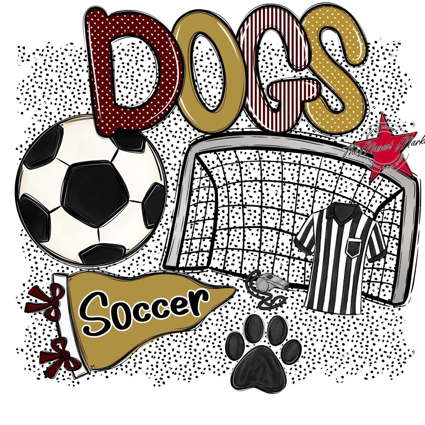 Dogs Soccer Spirit-Maroon & Gold