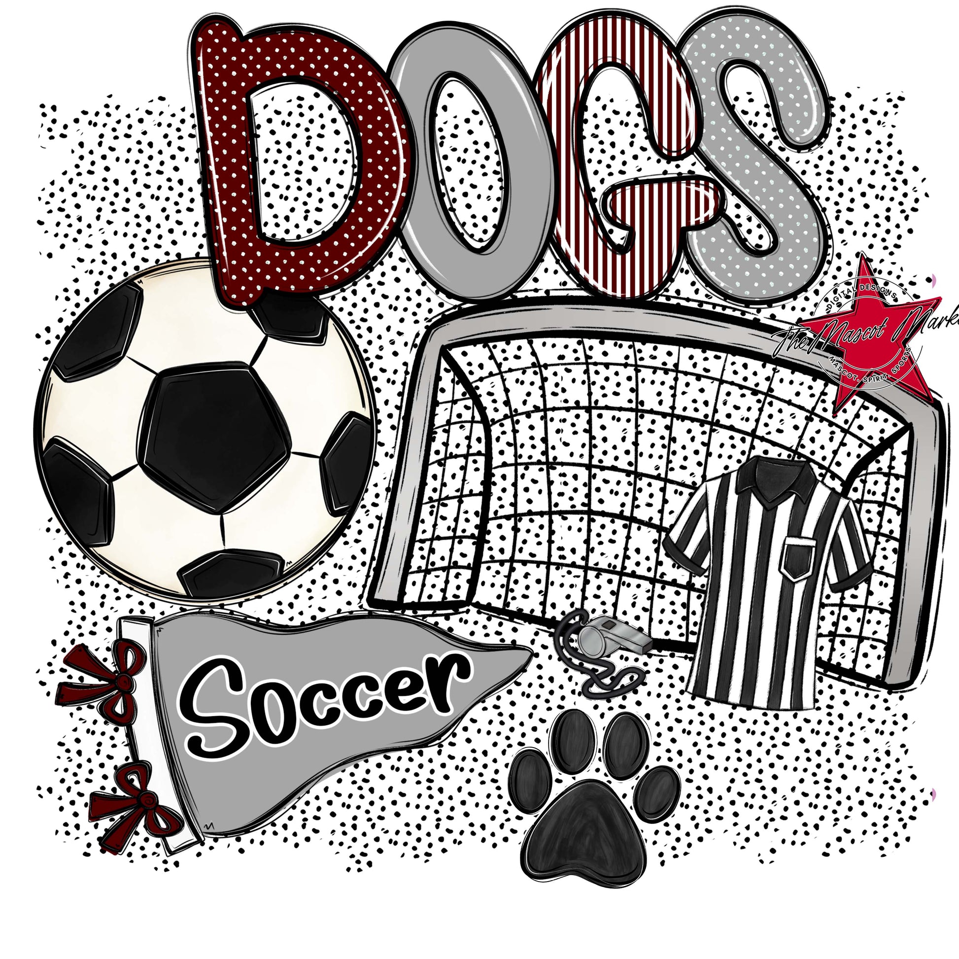 Dogs Soccer Spirit-Maroon & Grey